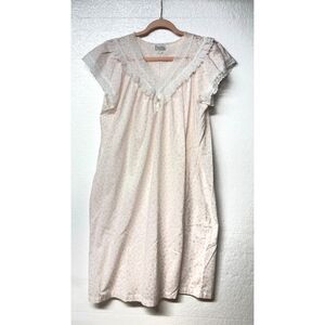 Deidre Vintage 1980's Nightgown White Pink Flowers Lace Trim Size Medium
